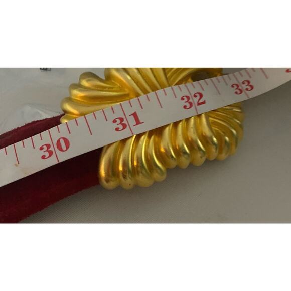 Vtg Carlisle Red Suede leather belt gold tone buckle Women M 80s 90s Art Deco main image 9